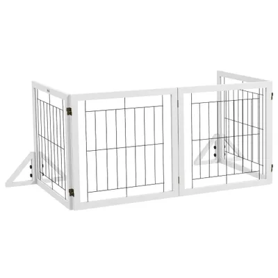 PawHut - Barrière animaux-autoportante modulable pliable - noir blanc PawHut - Barrière animaux-autoportante modulable pliable - noir blanc