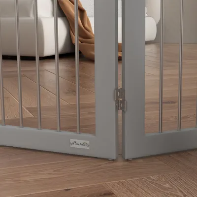 PawHut - Barrière Chien Pliable 3 Plaques 2 Pieds H.80cm-Gris