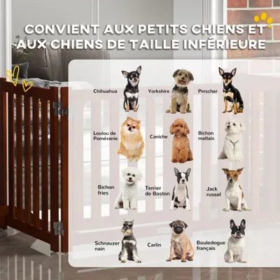 PawHut - Barrière de sécurité chien pliable avec porte H.60cm - acajou