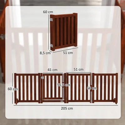 PawHut - Barrière de sécurité chien pliable avec porte H.60cm - acajou