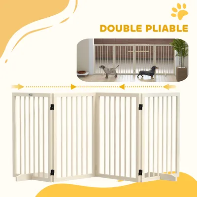 PawHut - Barrière Chien 4 Panneaux Modulable Auto portante H.76cm-Bois PawHut - Barrière Chien 4 Panneaux Modulable Auto portante H.76cm-Bois