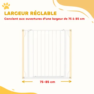 PawHut - Barrière Animaux Longueur Réglable Sans Perçage H.76cm - blanc