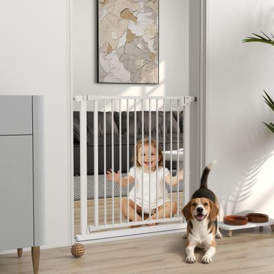 PawHut - Barrière sécurité chien largeur réglable-blanc