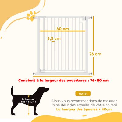 PawHut - Barrière sécurité chien largeur réglable-blanc