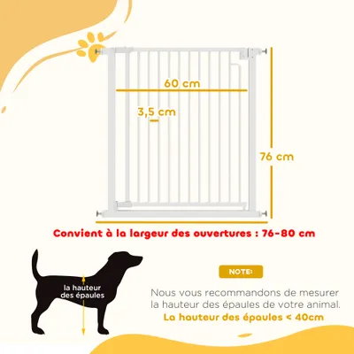 PawHut - Barrière sécurité chien largeur réglable-blanc