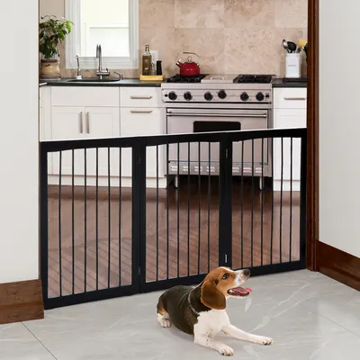 PawHut - Barrière sécurité modulable pliable H.76 cm - brun