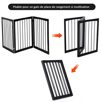 PawHut - Barrière sécurité modulable pliable H.76 cm - brun