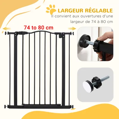 PawHut - Barrière extensible pour chien sans perçage H.94cm-noir PawHut - Barrière extensible pour chien sans perçage H.94cm-noir