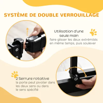 PawHut - Barrière extensible pour chien sans perçage H.94cm-noir PawHut - Barrière extensible pour chien sans perçage H.94cm-noir