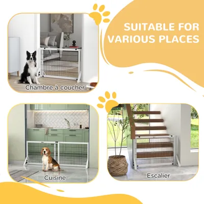 PawHut - Barrière pour chien à 2 panneaux largeur réglable 101-181cm-blanc