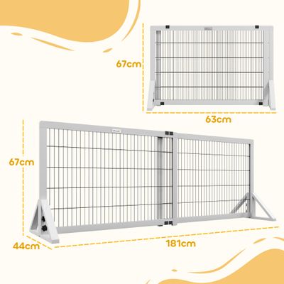 PawHut - Barrière pour chien à 2 panneaux largeur réglable 101-181cm-blanc