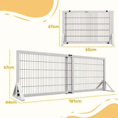 PawHut - Barrière pour chien à 2 panneaux largeur réglable 101-181cm-blanc