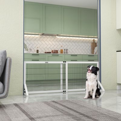 PawHut - Barrière pour chien à 2 panneaux largeur réglable 101-181cm-blanc