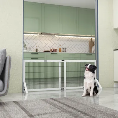 PawHut - Barrière pour chien à 2 panneaux largeur réglable 101-181cm-blanc