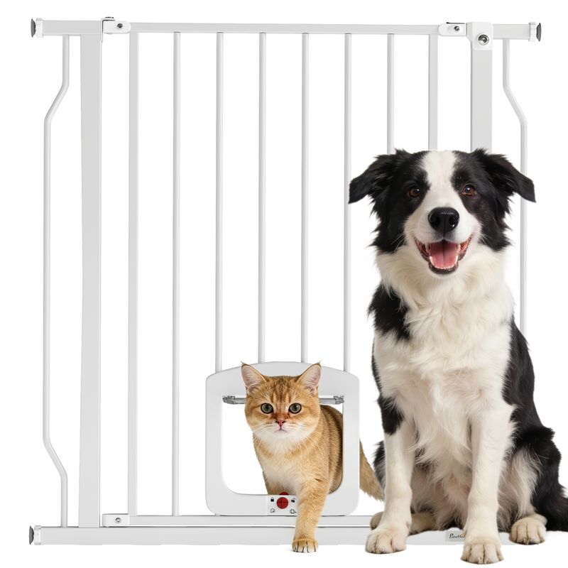 PawHut - Barrière de sécurité chien extensible sans percer H.76 cm-blanc
