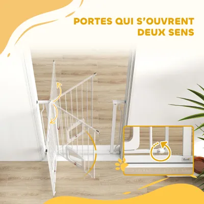 PawHut - Barrière de sécurité chien extensible sans percer H.76 cm-blanc