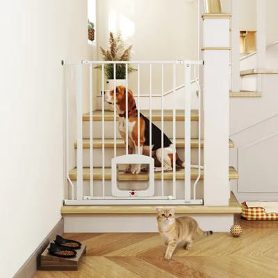 PawHut - Barrière de sécurité chien extensible sans percer H.76 cm-blanc