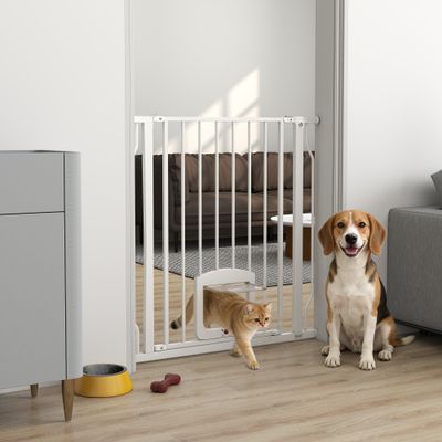 PawHut - Barrière de sécurité chien extensible sans percer H.76 cm-blanc