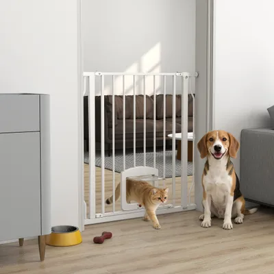 PawHut - Barrière de sécurité chien extensible sans percer H.76 cm-blanc