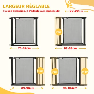 PawHut - Barrière animaux-porte double verrouillage-Noir