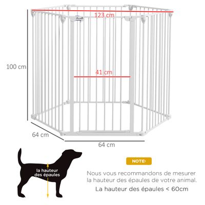 PawHut - Barrière Chien-Modulable Pliable Porte Verrouillable - blanc