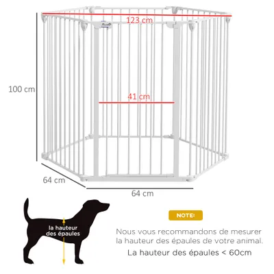 PawHut - Barrière Chien-Modulable Pliable Porte Verrouillable - blanc