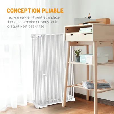 PawHut - Barrière Chien-Modulable Pliable Porte Verrouillable - blanc
