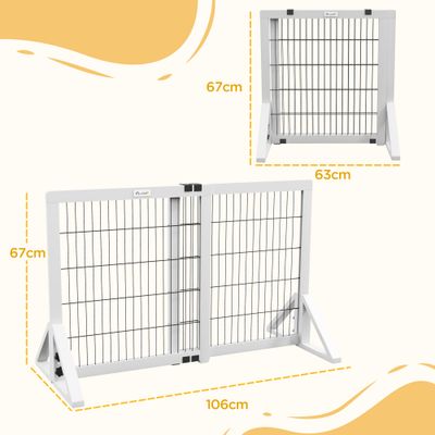 PawHut - Barrière chien à 2 panneaux réglable pour escalier H.67cm-blanc