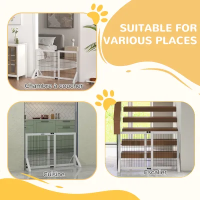PawHut - Barrière chien à 2 panneaux réglable pour escalier H.67cm-blanc PawHut - Barrière chien à 2 panneaux réglable pour escalier H.67cm-blanc