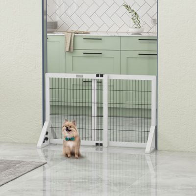 PawHut - Barrière chien à 2 panneaux réglable pour escalier H.67cm-blanc