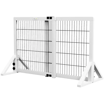 PawHut - Barrière chien à 2 panneaux réglable pour escalier H.67cm-blanc PawHut - Barrière chien à 2 panneaux réglable pour escalier H.67cm-blanc