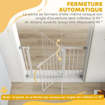 PawHut - Barrière Animaux Réglable Sans Perç H.74-97.5cm-blanc