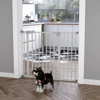 PawHut - Barrière Animaux Réglable Sans Perç H.74-97.5cm-blanc