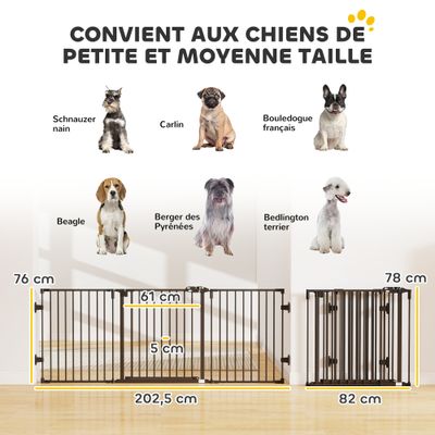 PawHut - Barrière Chien Pliable Modulable 3 Panneaux Porte H.76cm-noir