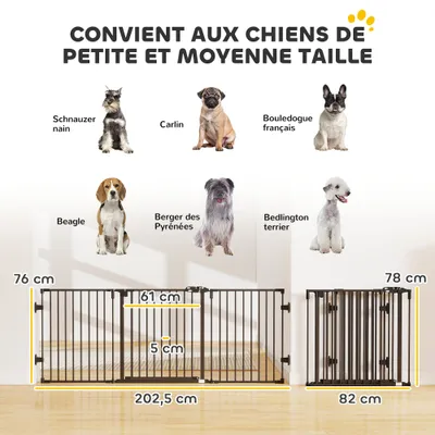 PawHut - Barrière Chien Pliable Modulable 3 Panneaux Porte H.76cm-noir