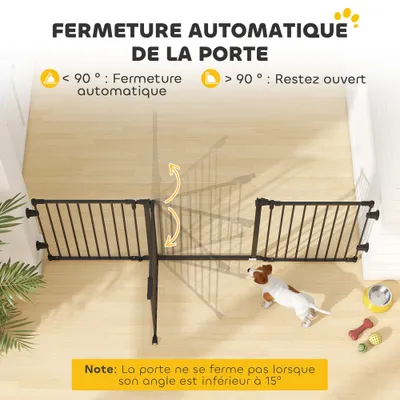 PawHut - Barrière Chien Pliable Modulable 3 Panneaux Porte H.76cm-noir
