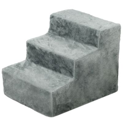 PawHut - Escalier pour chien à 3 marches déhoussable lavable H.35cm-gris