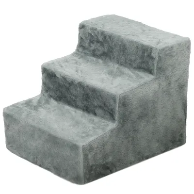 PawHut - Escalier pour chien à 3 marches déhoussable lavable H.35cm-gris
