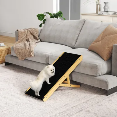 PawHut - escalier pour chien pliable réglable en hauteur H.24-47,5cm - noir PawHut - escalier pour chien pliable réglable en hauteur H.24-47,5cm - noir