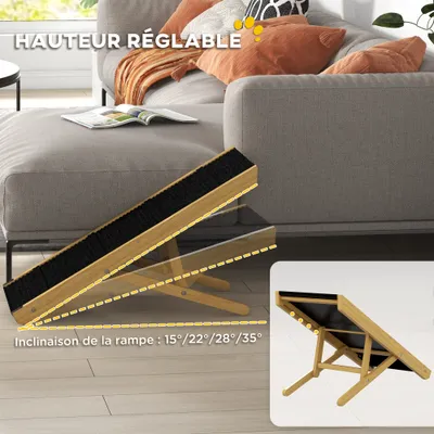 PawHut - escalier pour chien pliable réglable en hauteur H.24-47,5cm - noir PawHut - escalier pour chien pliable réglable en hauteur H.24-47,5cm - noir