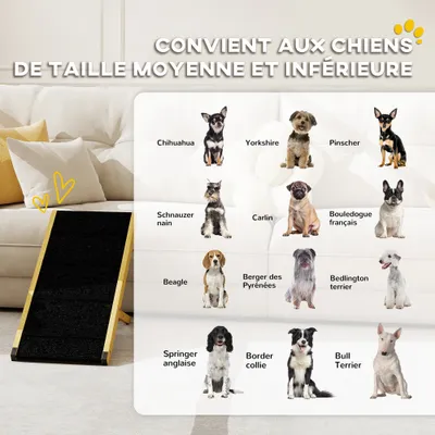 PawHut - escalier pour chien pliable réglable en hauteur H.24-47,5cm - noir PawHut - escalier pour chien pliable réglable en hauteur H.24-47,5cm - noir