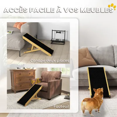 PawHut - escalier pour chien pliable réglable en hauteur H.24-47,5cm - noir PawHut - escalier pour chien pliable réglable en hauteur H.24-47,5cm - noir