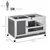 PawHut - Clapier Lapin 2 Niv. sur Roulettes 2 Portes - gris blanc