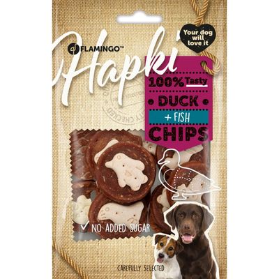 Friandises Hapki Chips Canard et Poisson  85 g pour Chien