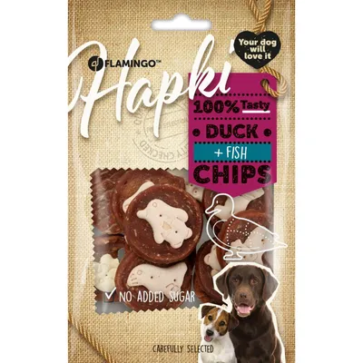 Friandises Hapki Chips Canard et Poisson 85 g pour Chien Friandises Hapki Chips Canard et Poisson 85 g pour Chien