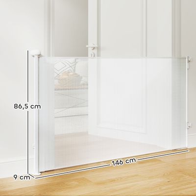 PawHut - Barrière rétractable chien verrouillage auto H.86cm-blanc
