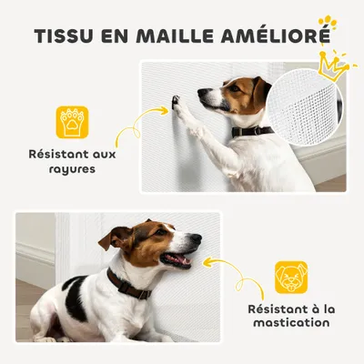 PawHut - Barrière rétractable chien verrouillage auto H.86cm-blanc