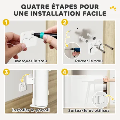 PawHut - Barrière rétractable chien verrouillage auto H.86cm-blanc