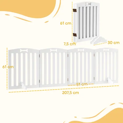 PawHut - Barrière-chien-pliable-motif-os-antidérapant-H.61cm-blanc PawHut - Barrière-chien-pliable-motif-os-antidérapant-H.61cm-blanc