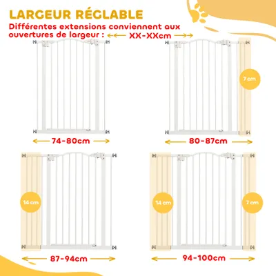 PawHut - Barrière Chien Sans Percer, Double Verrouillage, Auto H.94cm-blanc PawHut - Barrière Chien Sans Percer, Double Verrouillage, Auto H.94cm-blanc